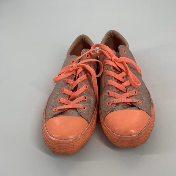Converse All Star Sparkly Neon Low Top Sneakers Size 6 Juniors Big Kids Orange - Picture 2 of 8